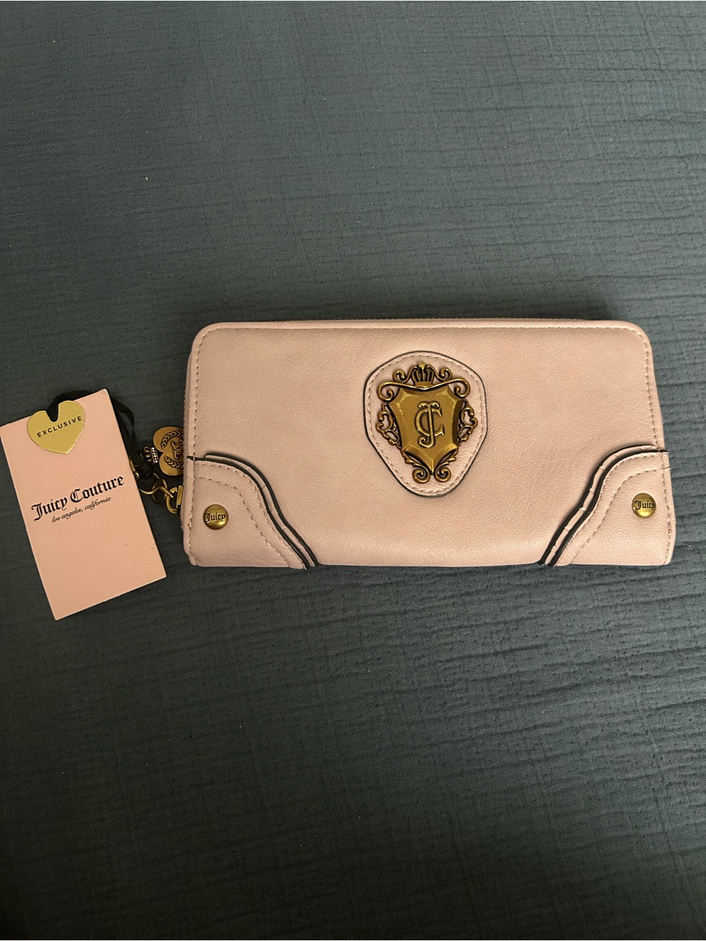 Juicy Couture Light Pink Crest Zip-Around Wallet